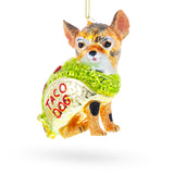 Glass Taco Dog Blown Glass Christmas Ornament in Yellow color