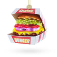 Glass Cheeseburger in Box Blown Glass Christmas Ornament in Multi color