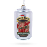 Glass Holiday Beer Brew Can Blown Glass Christmas Ornament in White color