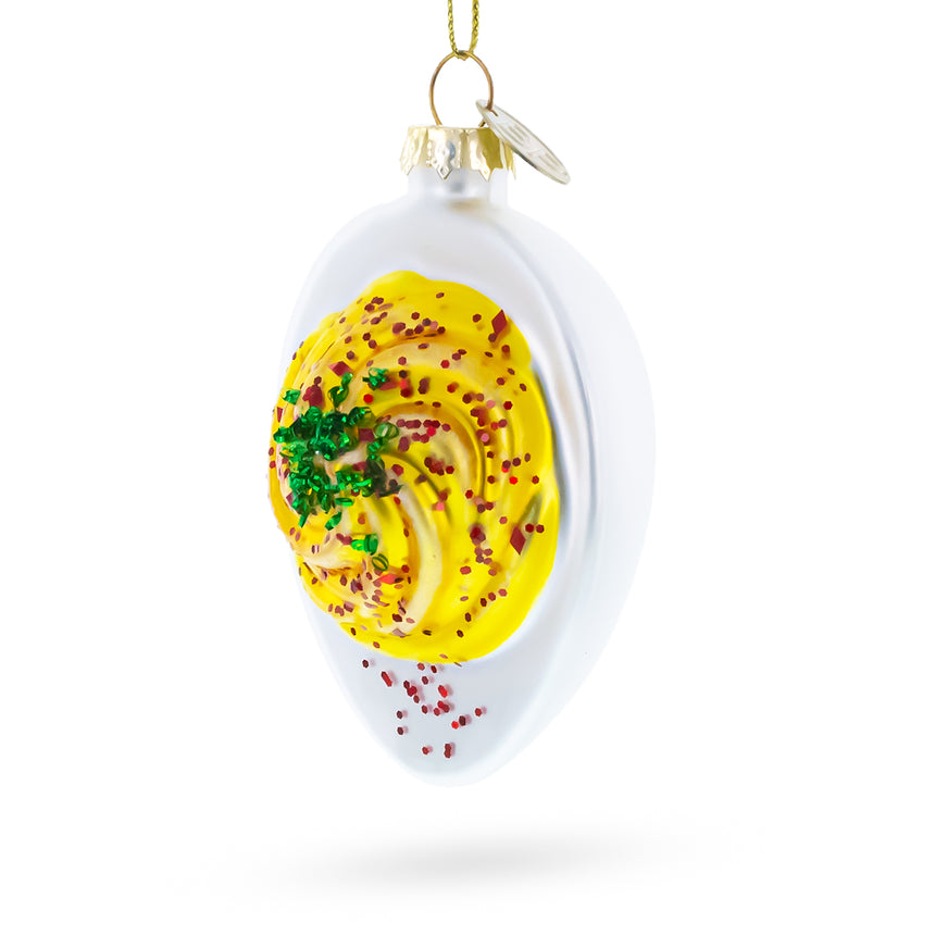 Glass Deviled Egg Blown Glass Christmas Ornament in Multi color