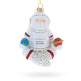 Glass Santa Astronaut Blown Glass Christmas Ornament in White color