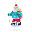 Glass Snowshoeing Santa Blown Glass Christmas Ornament in Multi color