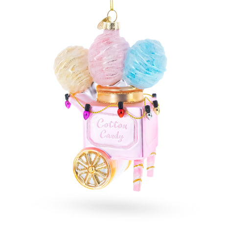 Glass Cotton Candy Cart Blown Glass Christmas Ornament in Multi color