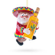 Glass Mexican Santa with Tequila Bottle Blown Glass Christmas Ornament in Red color