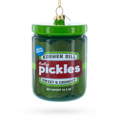 Glass Kosher Dill Pickles Blown Glass Christmas Ornament in Green color