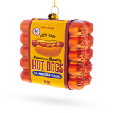 Glass Hot Dogs Blown Glass Christmas Ornament in Orange color