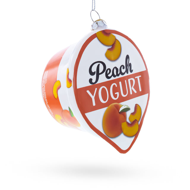 Glass Peach Yogurt Blown Glass Christmas Ornament in Multi color