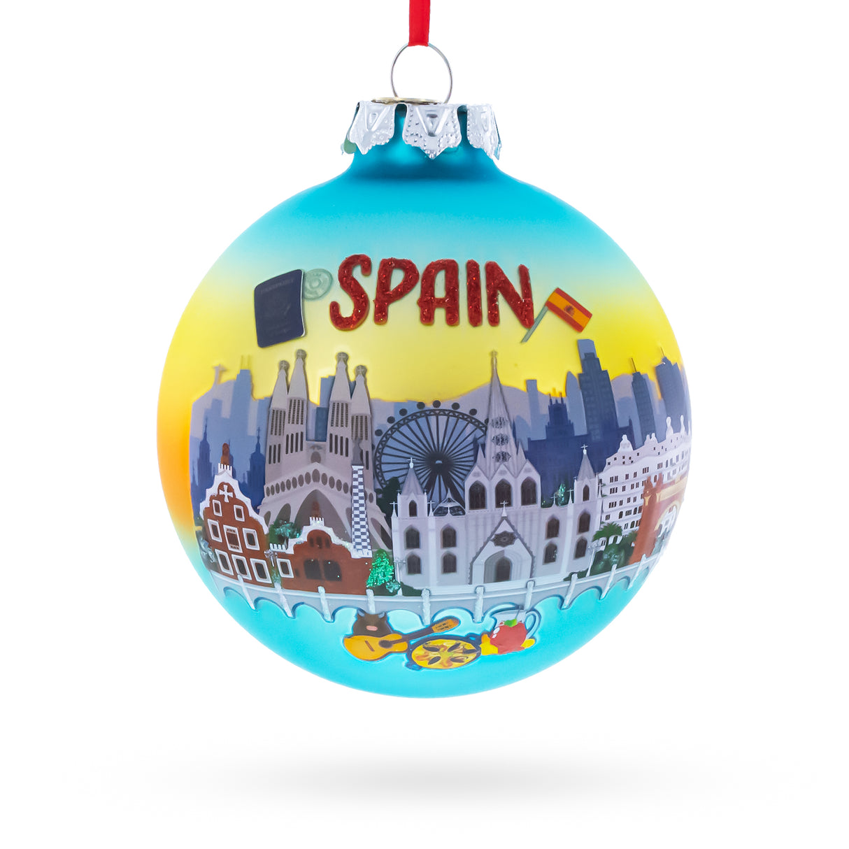 Glass Spain Attraction Blown Glass Ball Christmas Ornament in Multi color