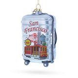 Glass San Francisco Landmarks Suitcase Blown Glass Christmas Ornament in White color