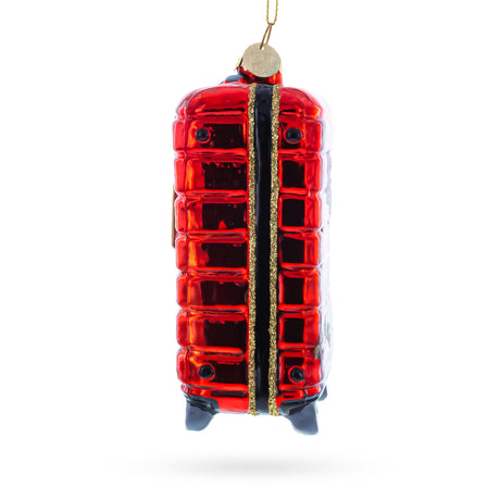 Paris Landmarks Suitcase Blown Glass Christmas Ornament ,dimensions in inches: 5.1 x 2.8 x 1.8