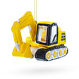 Glass Excavator Blown Glass Christmas Ornament in Yellow color