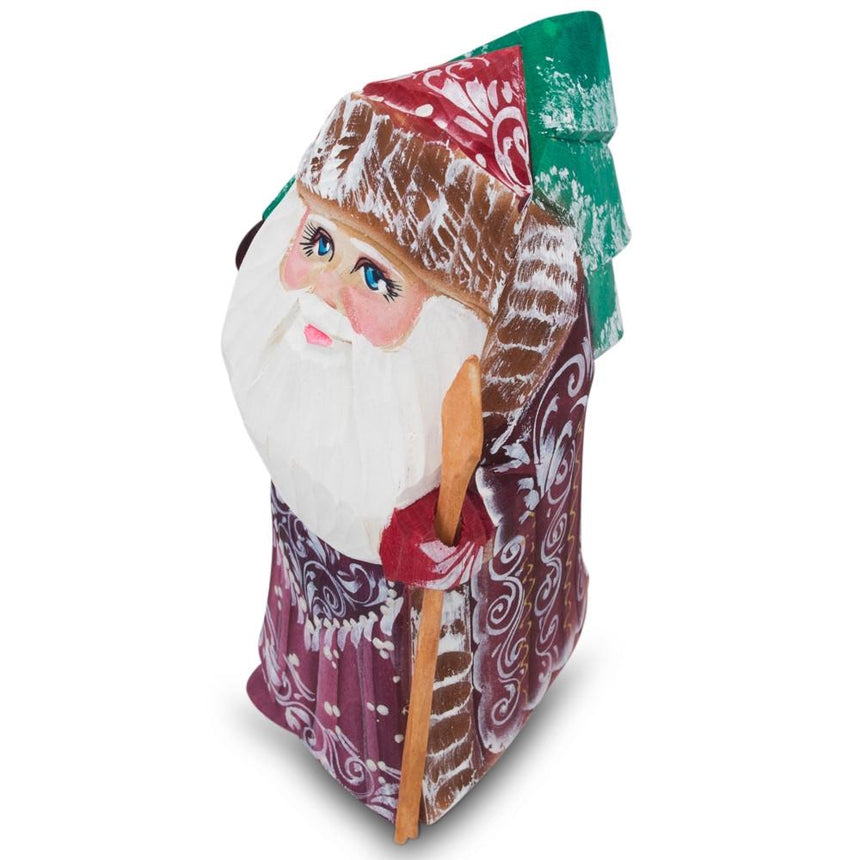 Hand Carved Wooden Santa Figurine 4.75 Inches