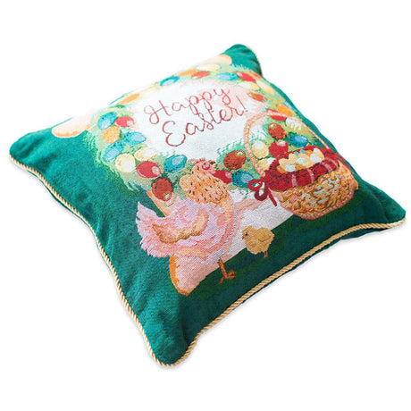 Set of 2 Happy Easter & Easter Eggs Throw Pillow Covers ,dimensions in inches: 17.5 x 17.5 x 17.5