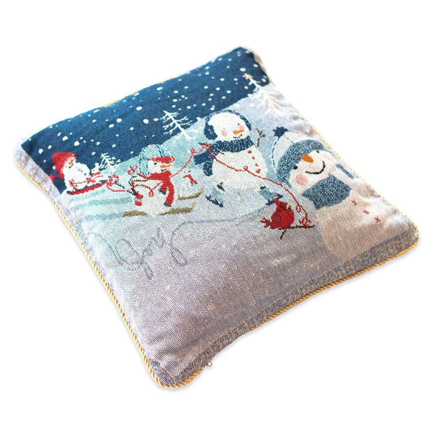 Set of 2 Snowmen Enjoying Winter Sport Parade Christmas Throw Cushion Pillow Covers ,dimensions in inches: 18 x 18 x 18