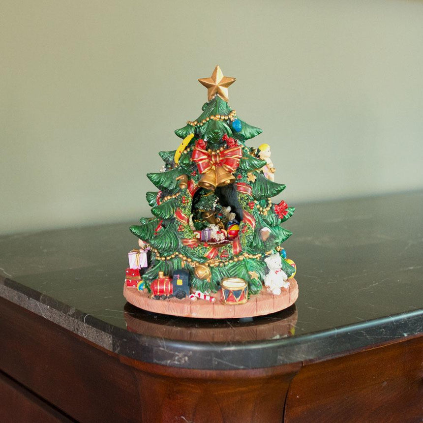 Tabletop Tree Spinning Musical Christmas Figurine ,dimensions in inches: 7.5 x 7.5 x 5.75