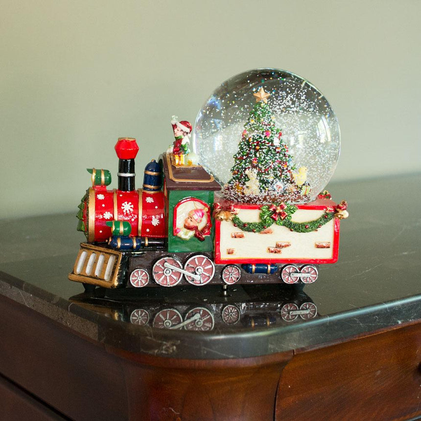 Children Riding Train Musical Water Snow Globe