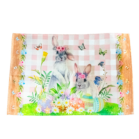 Fabric Set of 4 Bunny and Easter Eggs Placemats in Multi color