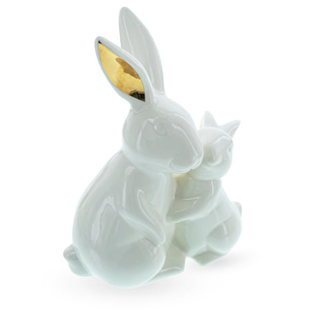 Ceramic Easter Figurine of Mother Bunny with Her Little One ,dimensions in inches: 8 x 6 x 3.6