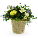 Blossoming Easter Elegance: Floral Pot Adorned with Delightful Eggs ,dimensions in inches: 6.4 x 6.2 x 6.2