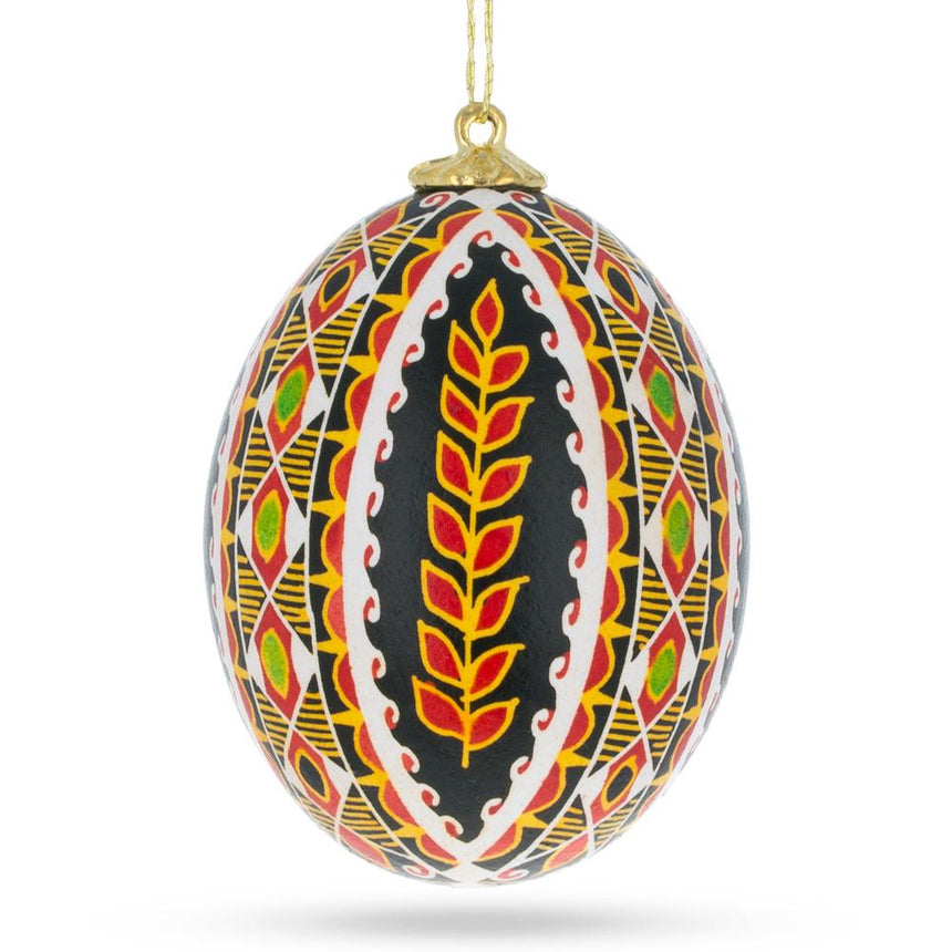 Eggshell Authentic Blown Real Eggshell Ukrainian Easter Egg Pysanka Ornament in Red color Oval