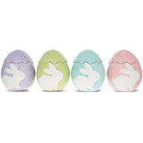 Ceramic Set of 4 Colorful Ceramic Egg Shaped Cookie Jars with White Bunnies 4.5 Inches in Multi color Oval