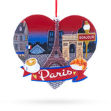 Resin Paris Heart with Eiffel Tower and Bonjour Café Resin Christmas Ornament in Multi color