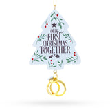 Resin Our First Christmas Together Tree with Wedding Rings Resin Christmas Ornament in White color