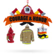 Resin Courage & Honor Firefighter Gear Resin Christmas Ornament in Orange color