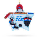 Resin Hit the Ice Hockey Gear with Helmet and Stick Resin Christmas Ornament in White color