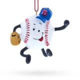 Resin Smiling Baseball Character with Cap Resin Christmas Ornament in White color