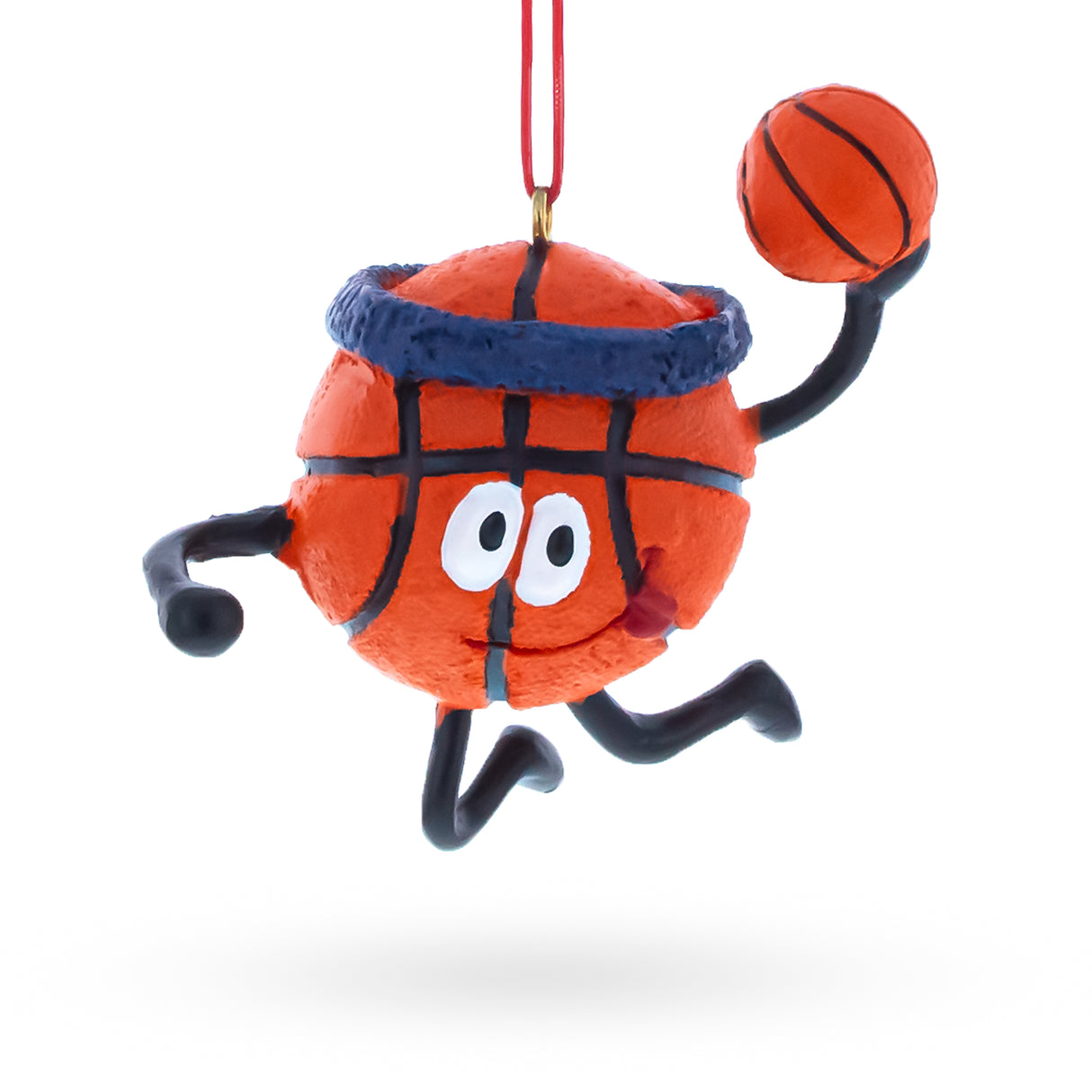 Resin Basketball Character with Headband Resin Christmas Ornament in Orange color