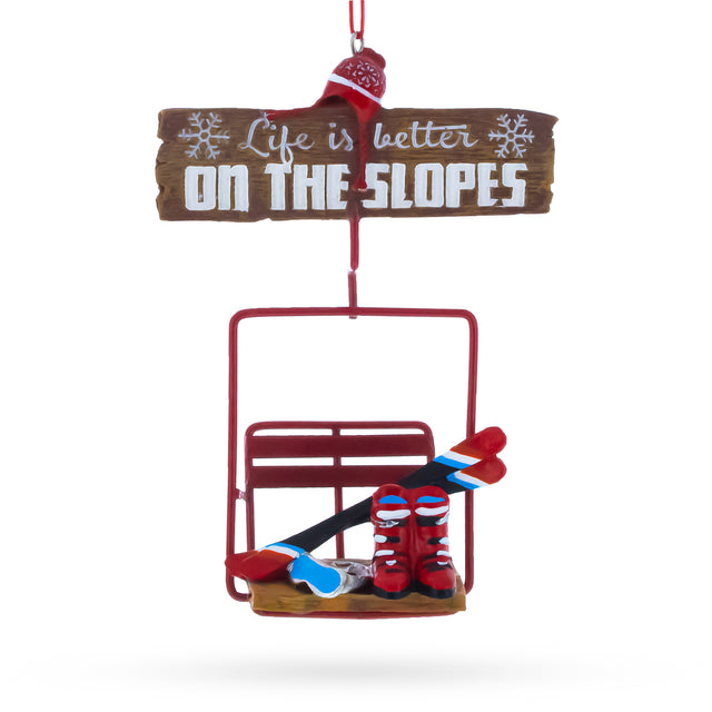 Resin Life is Better on the Slopes Ski Lift with Skis Resin Christmas Ornament in Multi color