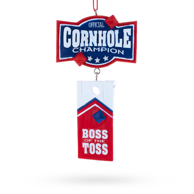 Resin Cornhole Champion Boss of the Toss Resin Christmas Ornament in Multi color