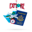 Resin Passport with Airplane and Compass Resin Christmas Ornament in Multi color