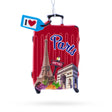 Resin Paris Suitcase Travel Theme Resin Christmas Ornament in Red color