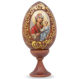 Wood Icon with Virgin Mary Wooden Easter Egg 4 Inches in Brown color Oval