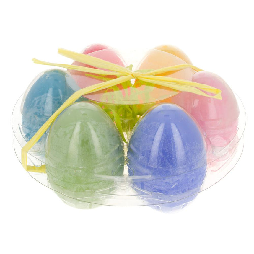 Paraffin Set of 6 Multicolored Wax Easter Eggs in Multi color Oval