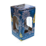 Golden Leaves on Blue Glass Egg Christmas Ornament 4 InchesUkraine ,dimensions in inches: 4 x 2.4 x 2.77