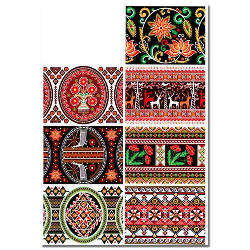 Plastic 7 Ukrainian Patterns Easter Egg Wraps Heat Shrink Sleeves in Multi color Rectangular