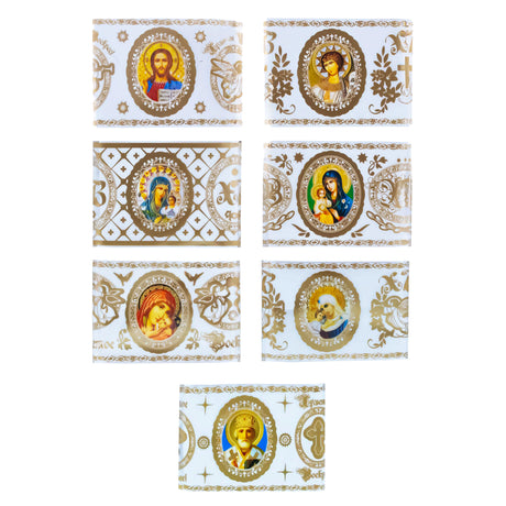 Plastic 7 Gold & White Orthodox Egg Wraps Sacred Icons Ukrainian Easter Egg Decorating Wraps Heat Shrink Sleeves in Multi color Rectangular