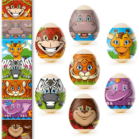 7 Jungle Animals Ukrainian Easter Egg Decorating Wraps Heat Shrink SleevesUkraine ,dimensions in inches: 14 x 2.85 x 0.001