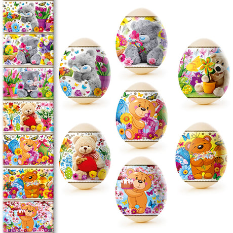 7 Plush Bears Ukrainian Easter Egg Decorating Wraps Heat Shrink SleevesUkraine ,dimensions in inches: 14 x 2.85 x 0.001