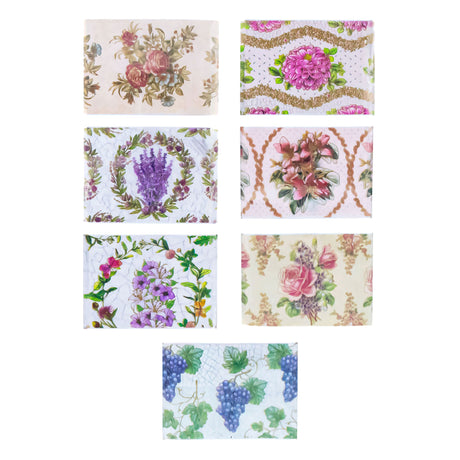 Plastic 7 Vintage Pastel Roses, Lilacs & Grapes Ukrainian Easter Egg Decorating Wraps Heat Shrink Sleeves in Multi color Rectangular