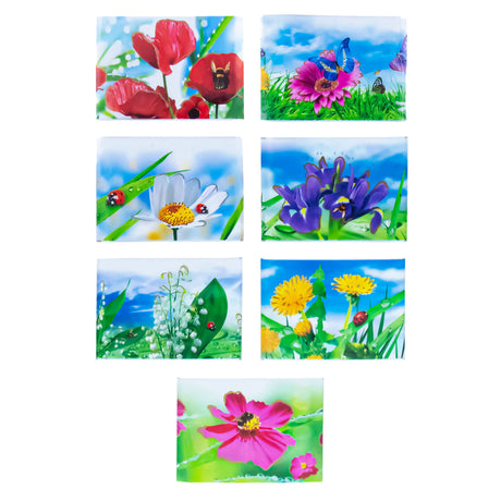 Plastic 7 Spring Meadow Flowers Ukrainian Easter Egg Decorating Wraps Heat Shrink Sleeves in Multi color Rectangular