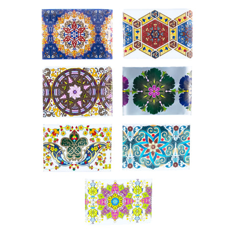 Plastic 7 Mandala, Mosaic & Baroque Floral Patterns Ukrainian Easter Egg Decorating Wraps Heat Shrink Sleeves in Multi color Rectangular