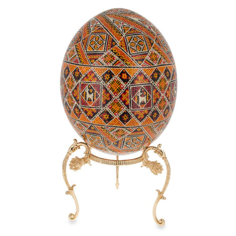 Antique Style Gold Tone Metal Ostrich Egg Sphere Stand Holder Display 3.6 Inches ,dimensions in inches: 4 x 3.6 x 2.6