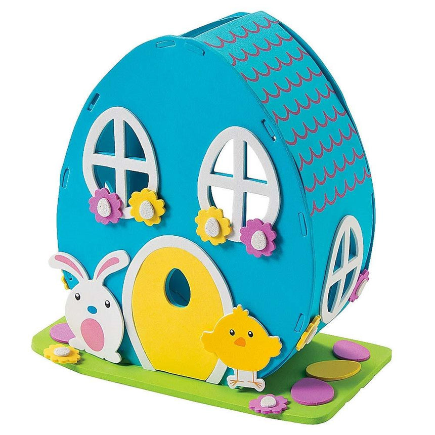 Styrofoam Easter Bunny Foam House DIY Easter Craft Kit in Blue color Oval