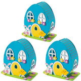 Styrofoam Set of 3 DIY Foam Easter House Kit – Craft Activity with Bunny and Chick Decorations for Kids in Blue color Oval