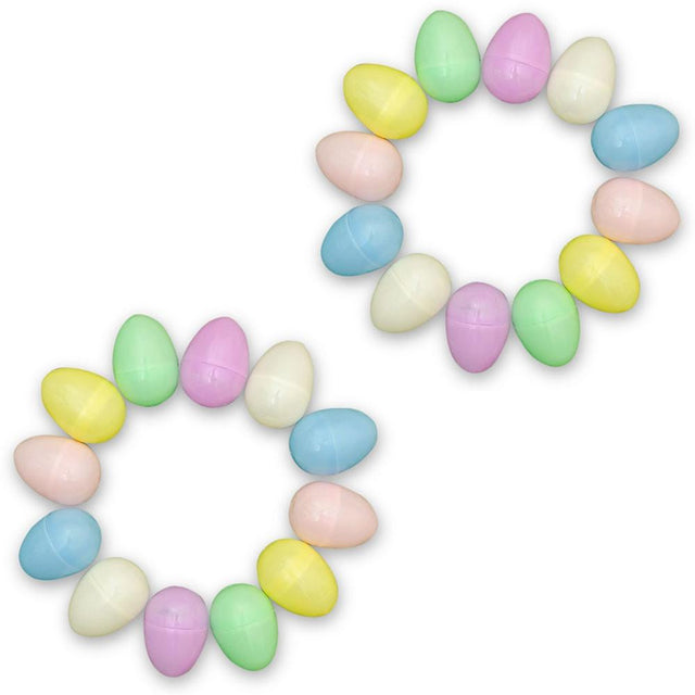 Plastic Set of 24 Pastel Colors Plastic Eggs in Multi color Oval