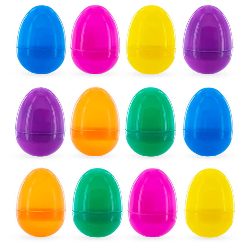 Plastic 12 Bright Multicolored Plastic Eggs 2.25 Inches in Multi color Oval